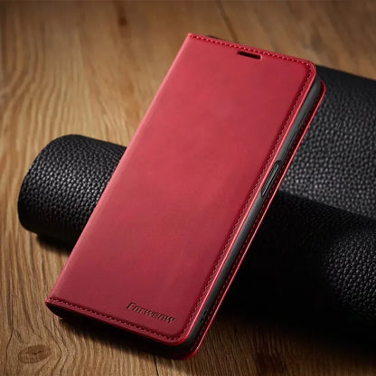 Magnetic Leather Phone Case Folio Wallet Cover with Kickstand for Samsung Galaxy Phones
