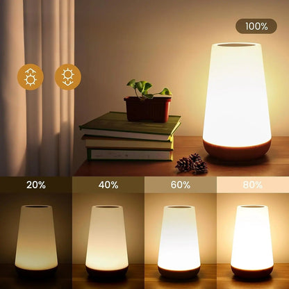 Touch-Control Color-Changing Table Lamp with Remote – 13 RGB Colors, 5 Brightness Levels, Cordless Rechargeable Ambient Nightstand Light