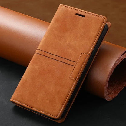 Leather Flip Wallet Case for Google Pixel | Magnetic Folio Phone Cover with Card Slots & Kickstand