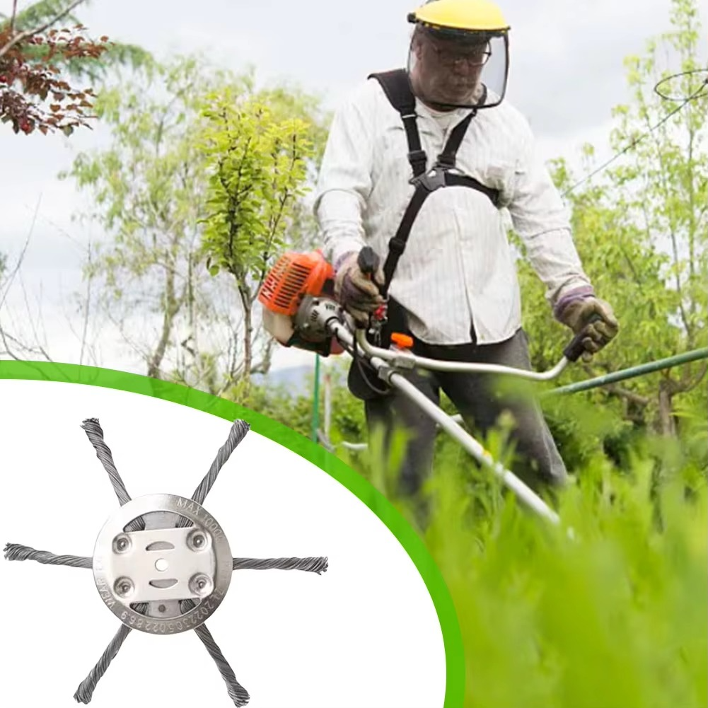 Heavy-Duty Steel Wire Brush Trimmer Head for Lawn Edger Weed Eater — Universal Fit Garden Tool Attachment for Tough Weeds Moss Dirt
