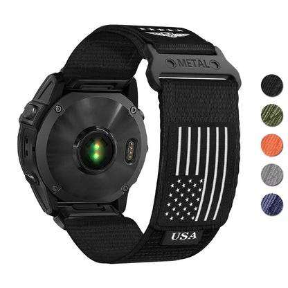 QuickFit Woven Nylon Watch Band for Garmin Fenix – Adjustable Tactical Fitness Strap for Running, Hiking & Everyday Wear