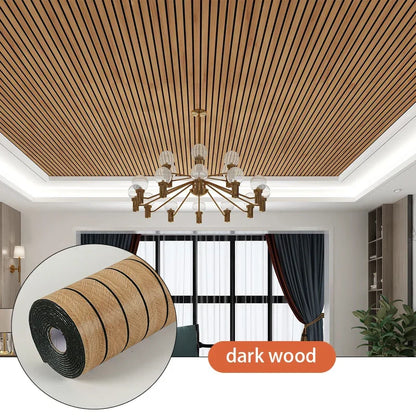 Self-Adhesive Vinyl Slatted Panel 16 in x 118 in Peel and Stick Textured Covering for Walls Ceilings Cabinets Waterproof Mold-Resistant PVC