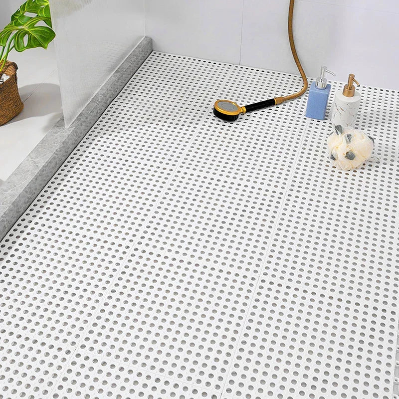 Interlocking Rubber Bathroom Tiles 12x12 inch Anti-Slip Waterproof Flooring for Wet Surfaces Shower Tub Entry Modular Safety Mats