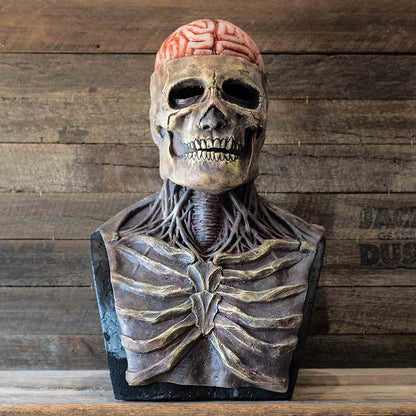 Realistic Skeleton Face Mask for Halloween Costume, Full-Head Latex Horror Mask with Skull Design for Adults, Scary Movie-Quality Disguise