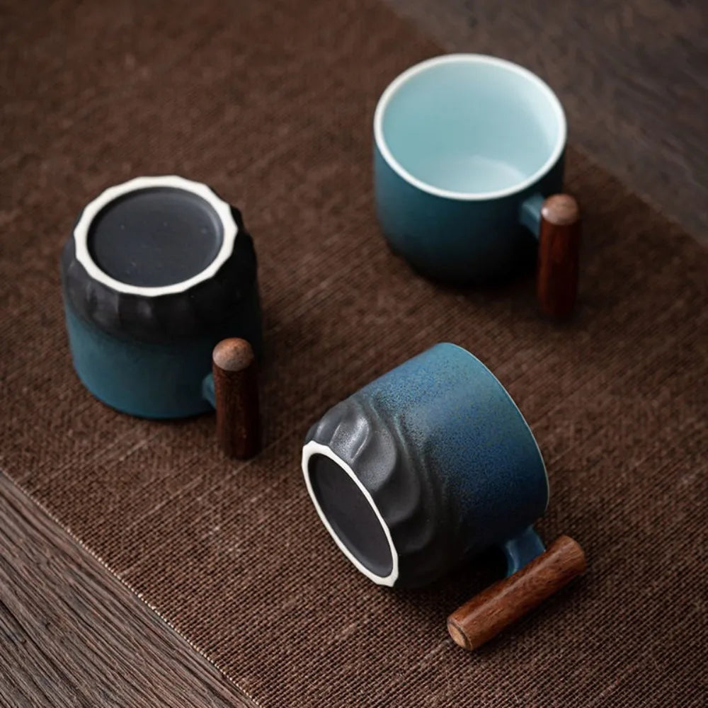 Hand-Painted Ceramic Coffee Mug with Gradient Glaze – Retro-Inspired Tea Cup for Kitchen & Dining Room