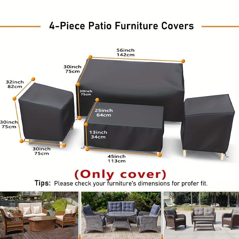 WEATHERVAULT – Colección de 4 piezas para la protección de muebles de patio