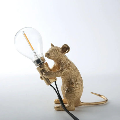 Whimsical Mouse Table Lamp with LED Light – Charming Resin Animal Décor for Bedroom, Living Room & Kids Room