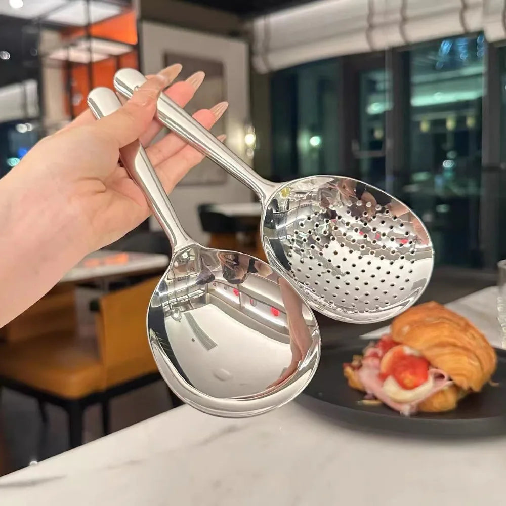SERVORA – Stainless Steel Serving Spoon Strainer