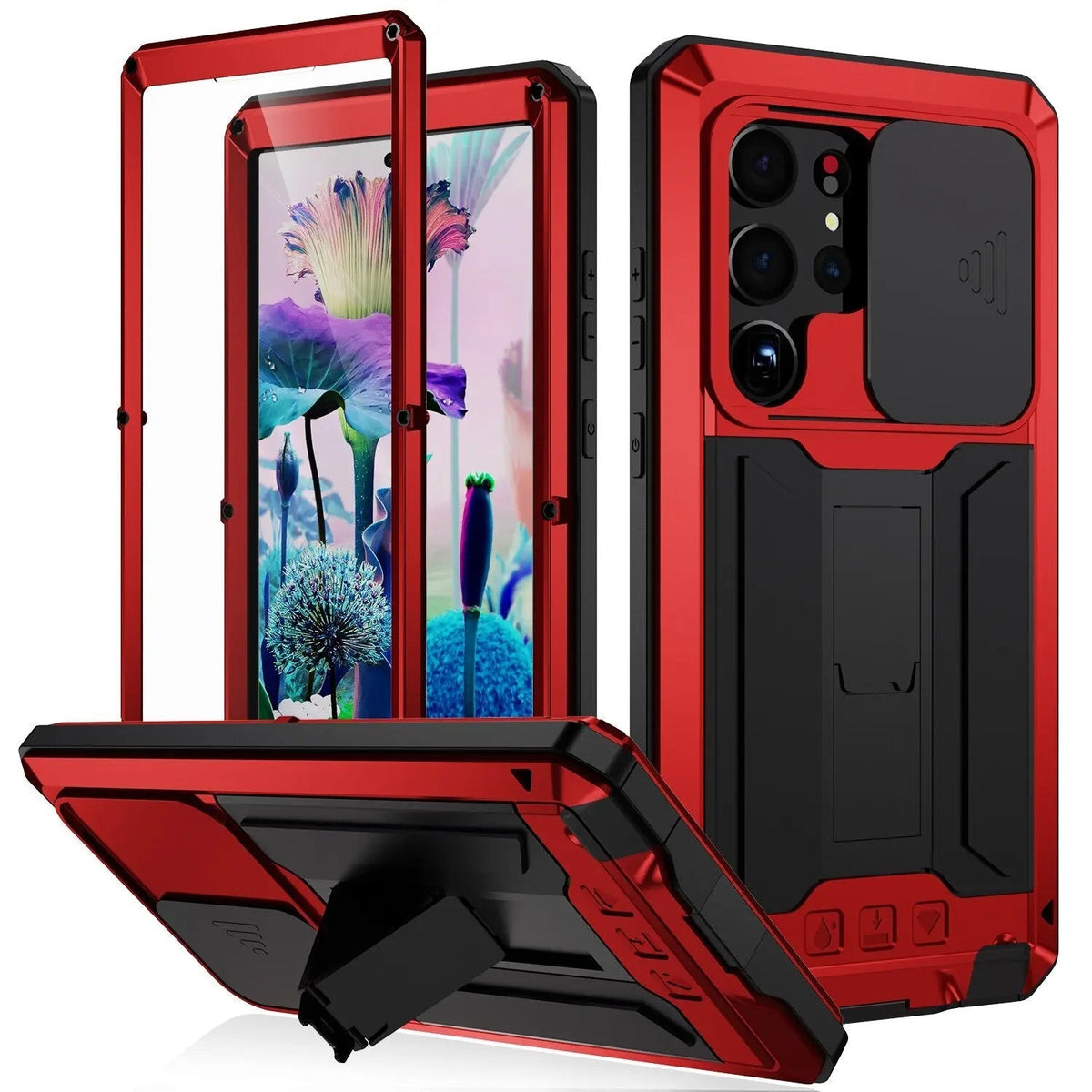Heavy-Duty Samsung Galaxy S23 Armor Case with Built-In Screen Shield & Kickstand for Hands-Free Use