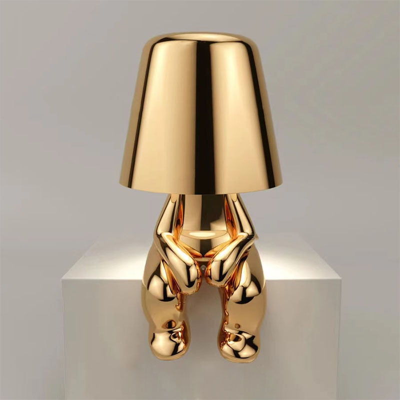 Rechargeable LED Figurine Accent Light | Touch-Activated Cordless Bedside Reading Lamp for Nightstands Desks Shelves | USB Powered Warm Glow