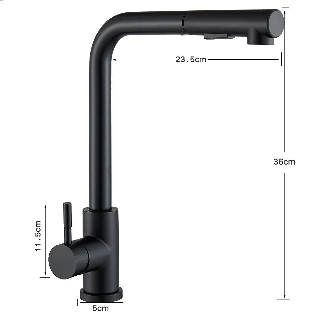 Pull-Down Kitchen Faucet with Dual Spray Modes – Single Handle Stainless Steel Sink Mixer for Hot & Cold Water, Modern Deck Mount Tap for