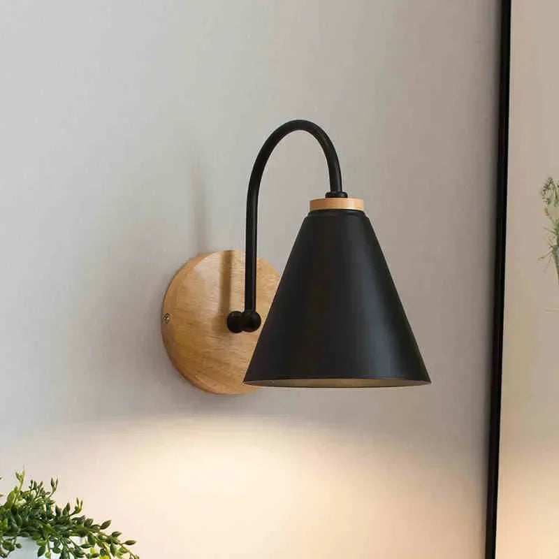 Metal & Wood Sconce 6 in Shade 9 in Reach Articulating Arm Bedside Task Light Bedroom Living Room Office Accent