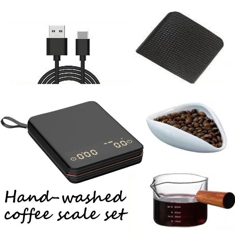 Digital Kitchen Scale with Built-In Timer for Espresso Coffee Brewing Precision Weighing 0.1g to 70.5oz Rechargeable USB-C Barista Tool Home