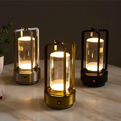 Rechargeable LED Accent Lamp 7-Inch Crystal-Style Cordless Design 3 Light Modes Portable Nightstand Bedroom Living Room Desk Decorative Ligh