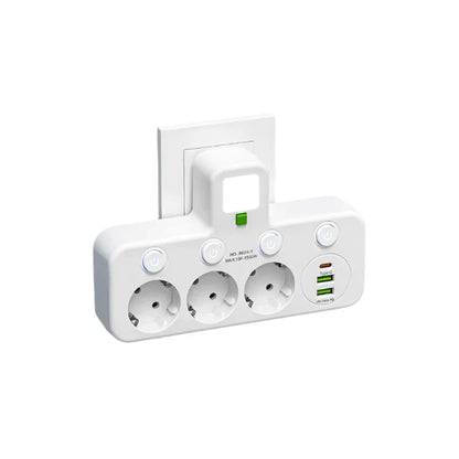 Power Strip with USB-C & Dual USB Ports – 4-Outlet Surge Protector with On/Off Switch – 2500W Flame-Resistant Extension Cord for Home