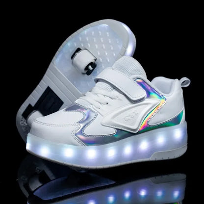 Light-Up Roller Sneakers for Kids – Illuminated Wheels with LED Lights for Boys & Girls – Skate Shoes with Retractable Wheels