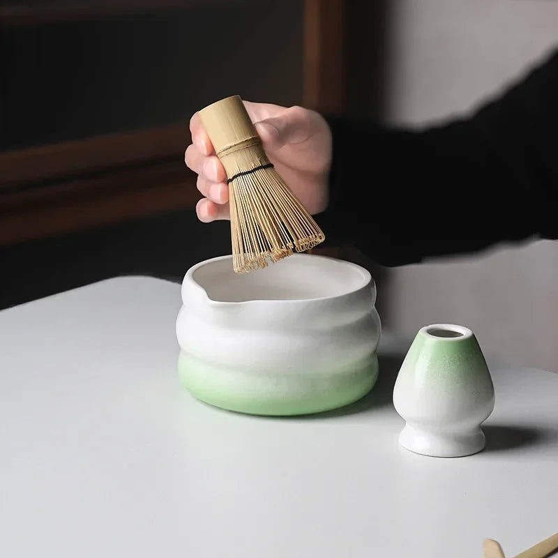 Set de cuenco de cerámica para matcha con vertedor | Diseño elegante para ceremonias del té