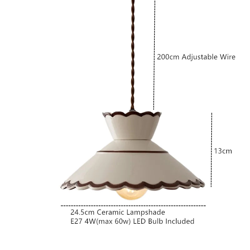 Ceramic Hanging Light Fixture with Unique Floral Designs for Kitchen, Dining Room, Cafe | Artisan Crafted Copper Hardware Pendant Lamp