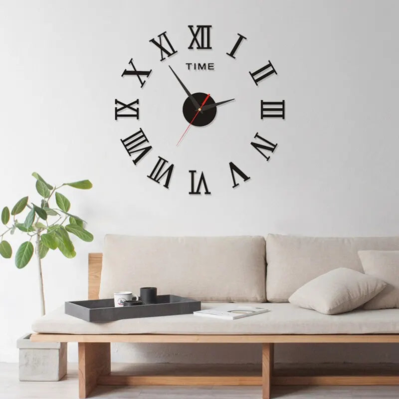DIY 3D Roman Numeral Timepiece 16 Inch Self-Adhesive Acrylic Numbers Mirror Finish for Bedroom Office Living Space Home Decor No Drilling Ne