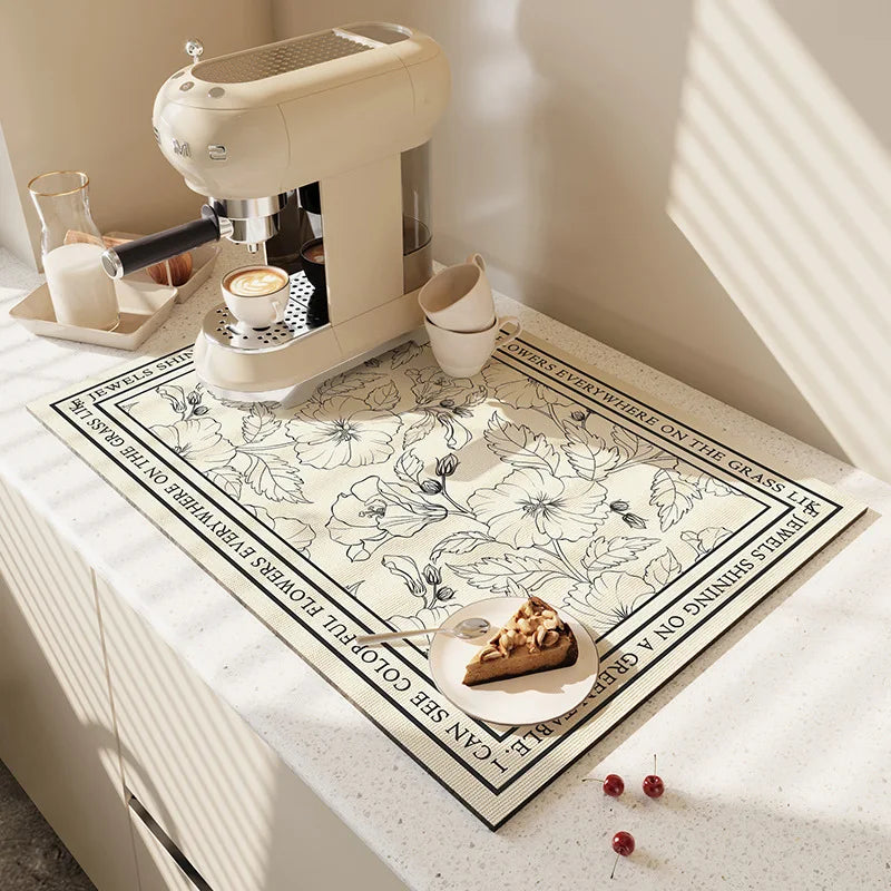 Microfiber Kitchen Mat Non-Slip Water Absorbent Runner for Sink Floor Stove Area Home 20x24 Inch Fast Dry Washable