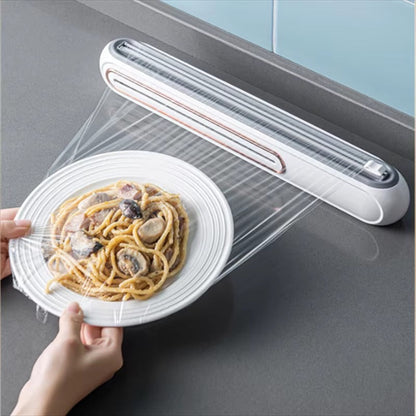 Magnetic Wrap Dispenser with Precision Cutter for Plastic Wrap, Foil & Parchment Paper – Space-Saving Kitchen Organizer, BPA-Free