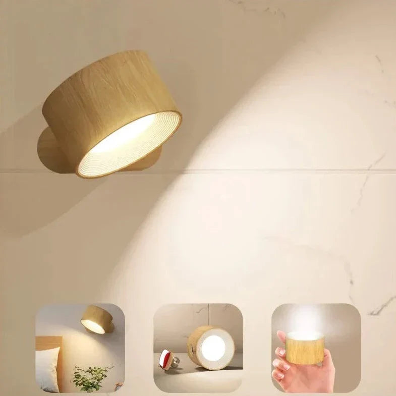 Rechargeable Wall Sconce with 360° Swivel Head – Dimmable LED Accent Light for Bedroom, Living Room, Reading Nook