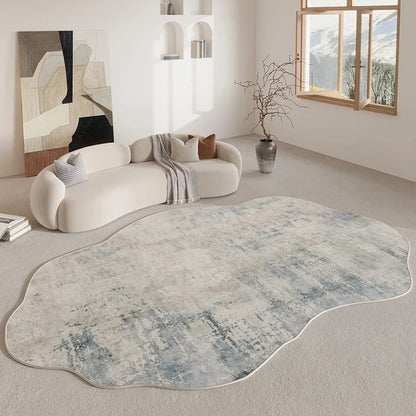 Alfombra de área con contorno orgánico | Diseño irregular con base antideslizante | Poliéster suave para mayor confort en la sala de estar