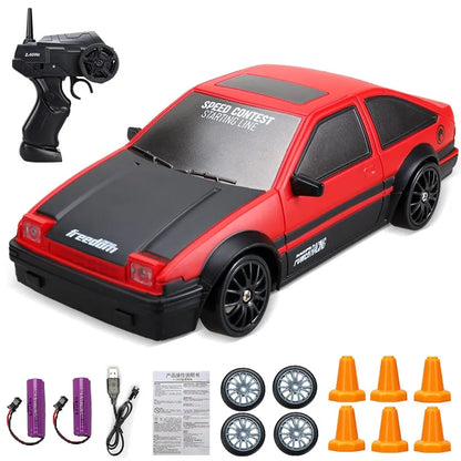 RC Mini Drift Car Remote Control Racing Toy with LED Lights & Rechargeable Battery for Kids & Adults