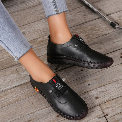 Orthopedic Arch Support Slip-On Loafers for Women – Leather Flats with Anti-Slip Sole for Plantar Fasciitis Relief, All-Day Comfort &