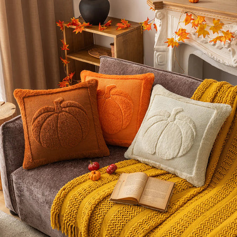 Iverra Plush Cushion Cover - Textured Autumn Design