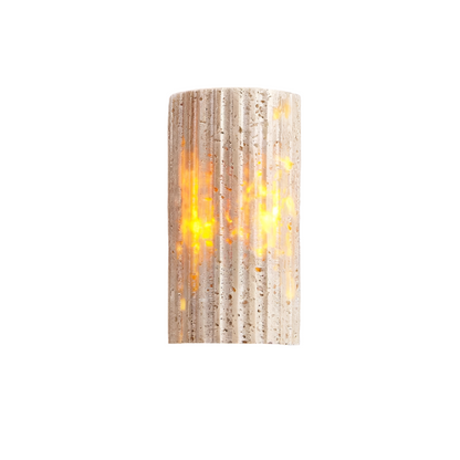 Travertine Sconce Fixture 6.5 Inch Bidirectional Illumination Indoor Outdoor Corridor Entry Facade Architectural Hardscape Garden Terrace Co