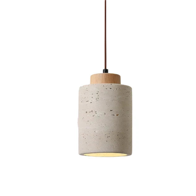 Natural Stone Hanging Lamp 6.5 Inch Travertine Shade Soft Warm Glow Overhead Fixture Bedroom Bedside Accent Nordic Minimalist Design