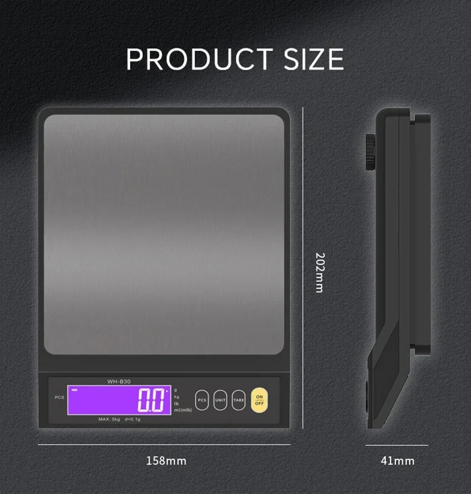 Báscula de cocina digital impermeable – Capacidad de 11 lb / 1 oz o 22 lb / 0.04 oz, báscula de cocina LCD recargable para preparación de comidas, repostería y porciones