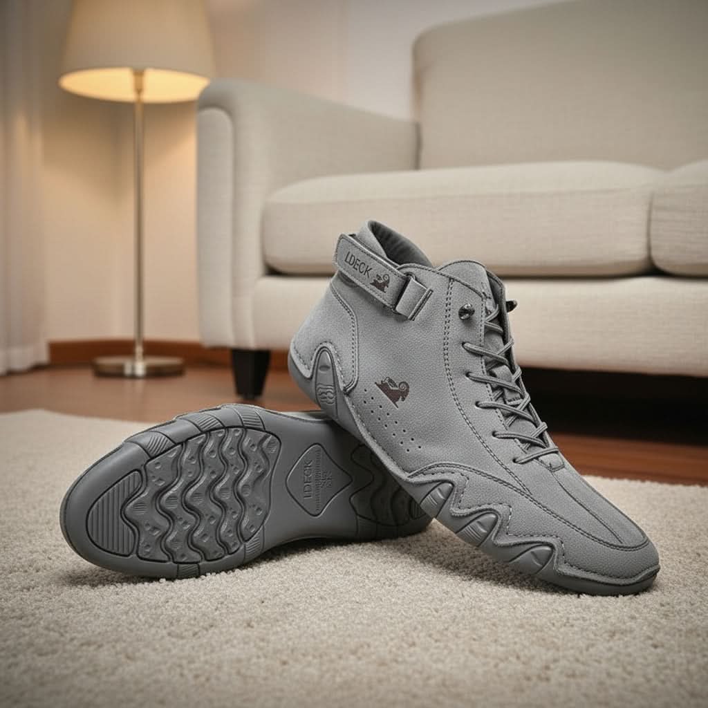 Leather Waterproof Sneakers for Men & Women – Breathable Non-Slip Walking Shoes with Cushioned Support for Daily Commuting & Travel