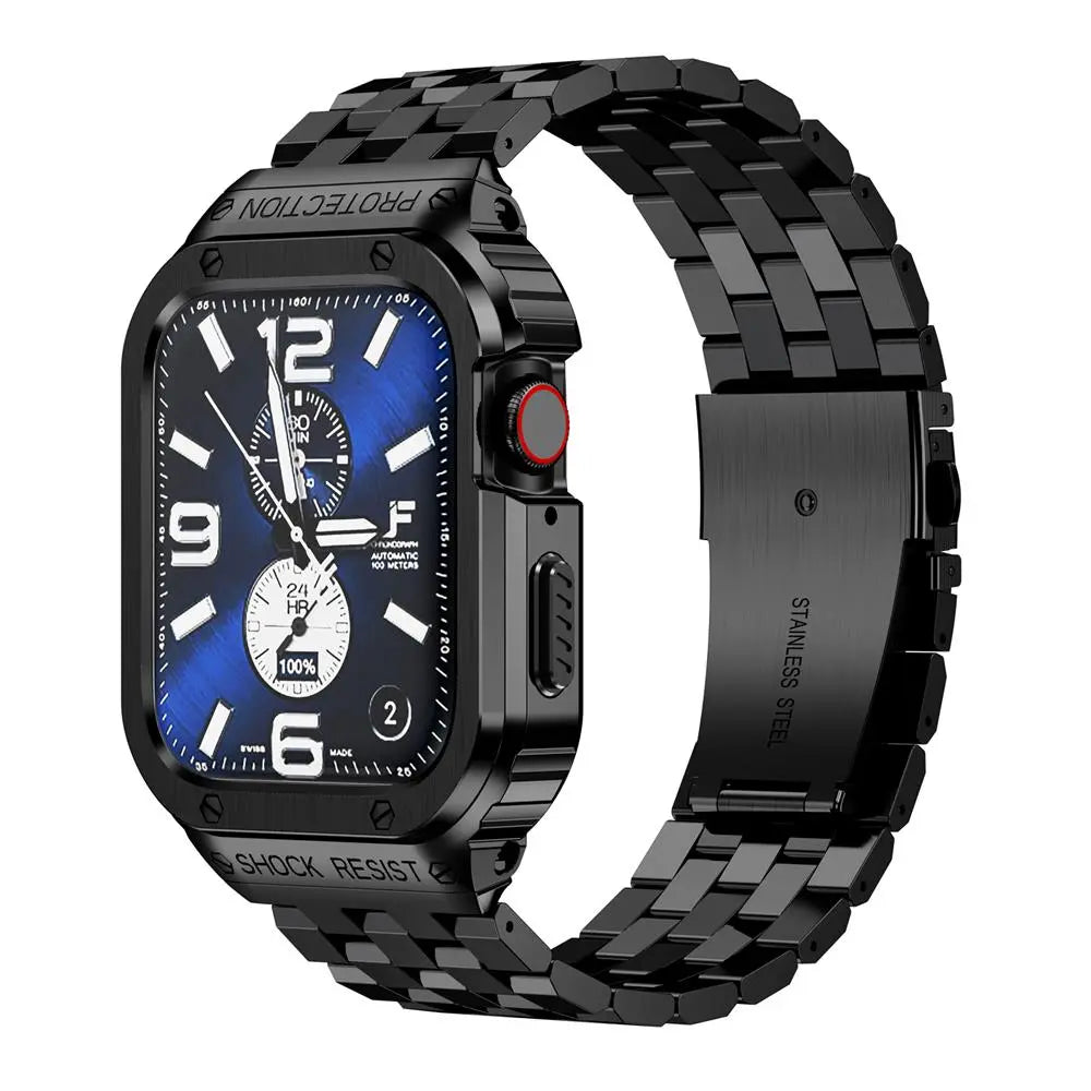 Hardened Steel Wristband & Screen-Guard Housing for 49mm Apple Watch Ultra 1–4 – Precision-Fit Metal Armor System