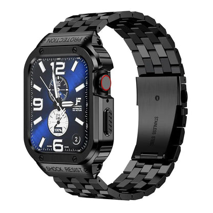 Hardened Steel Wristband & Screen-Guard Housing for 49mm Apple Watch Ultra 1–4 – Precision-Fit Metal Armor System
