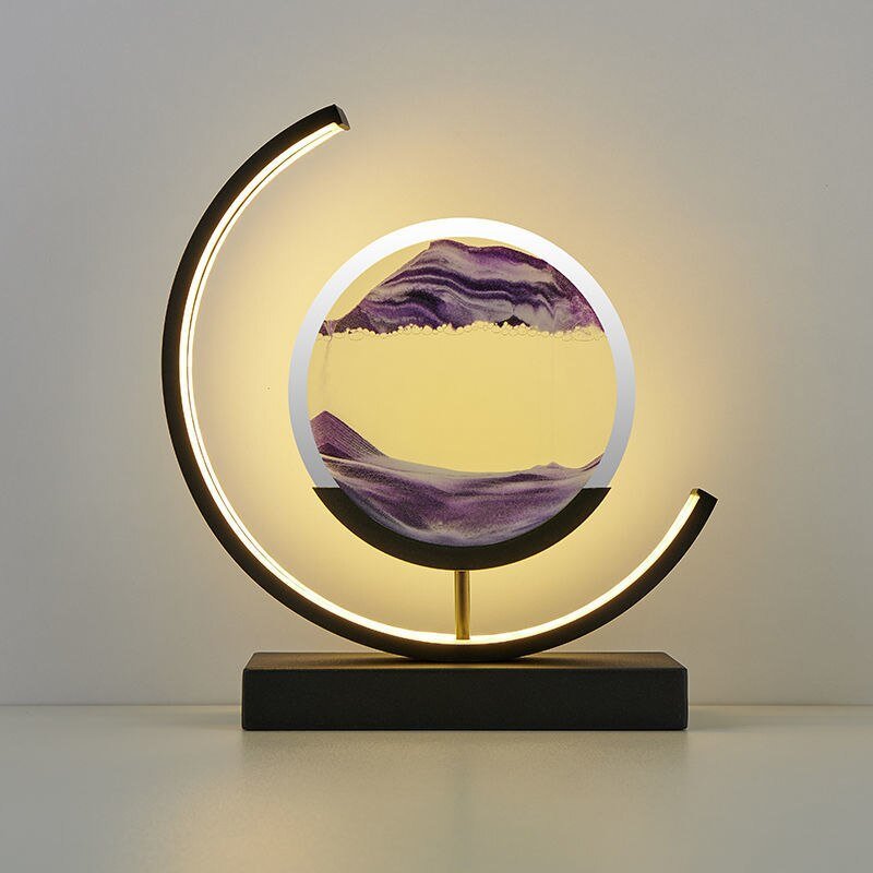 Rotating Sand Art LED Table Lamp | Mesmerizing 3D Liquid Motion Desk Light with Acrylic Frame | Modern Accent Lamp for Bedroom Living Room