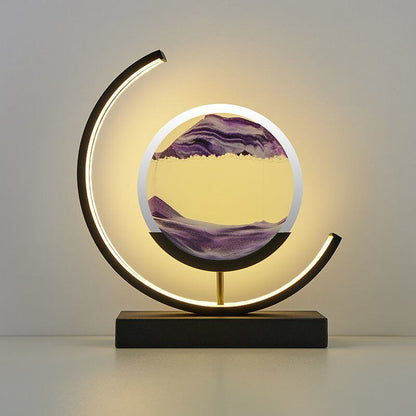 Rotating Sand Art LED Desk Lamp – Motion Sculpture with Warm Light for Office, Bedroom & Living Room Décor