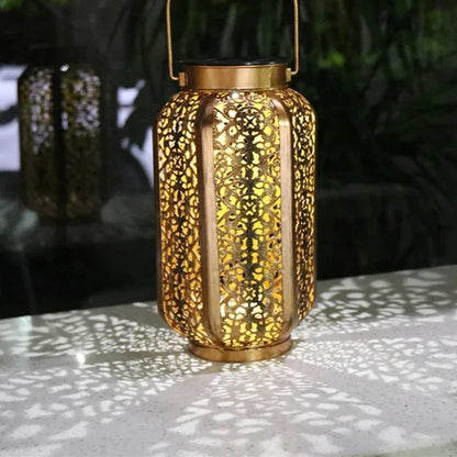 Solar Powered Garden Lantern Set Black Metal Decorative Light for Patio Pathway Balcony Hanging or Tabletop Warm Glow Wireless LED Dusk to D