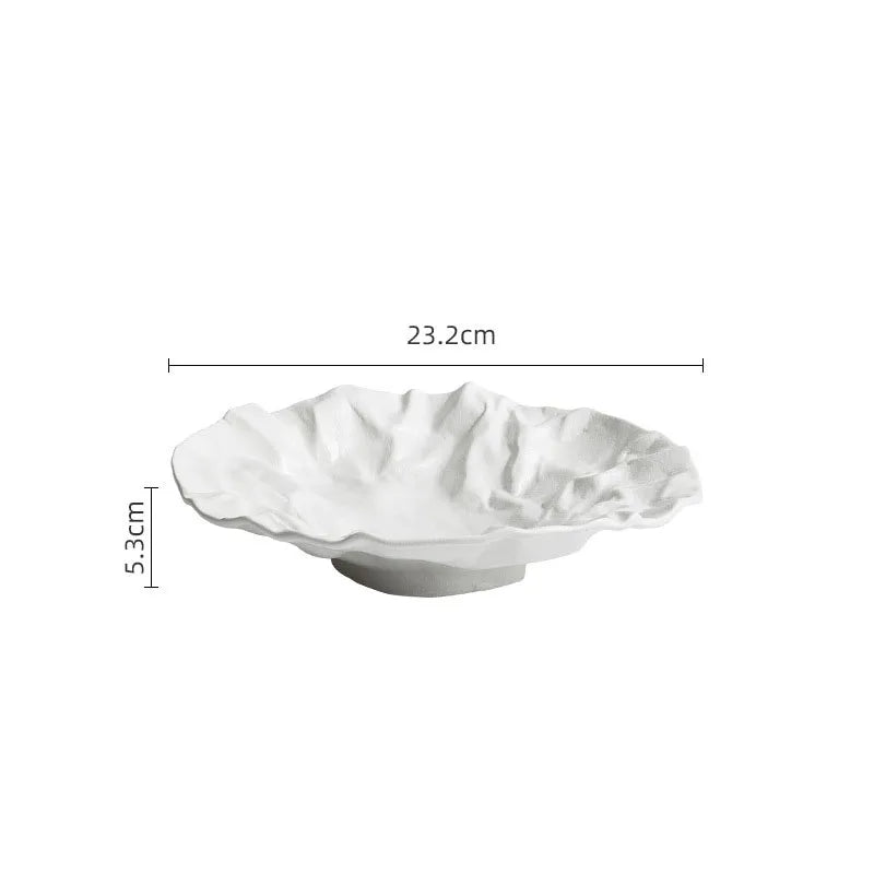Ocean Wave Serving Bowl Ceramic Porcelain Handcrafted Dinnerware for Kitchen Dining Room Coastal Table Decor Salad Soup