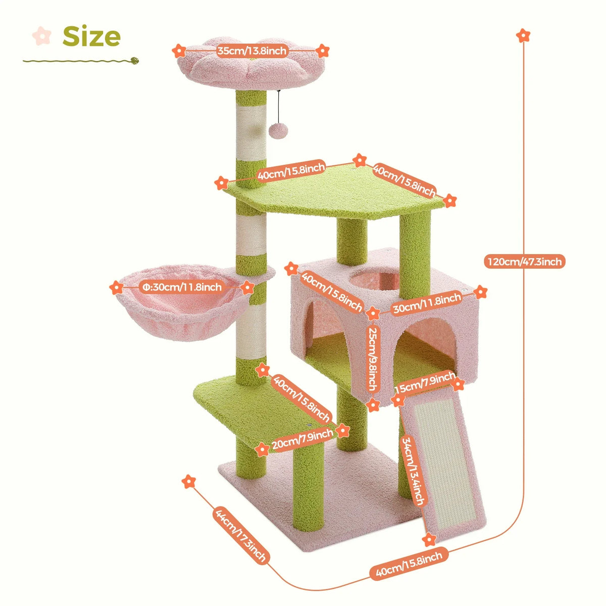 Charming Collection | Multi-Level Cat Tree with Flower Design | Cozy Cat Condo for Play & Relaxation