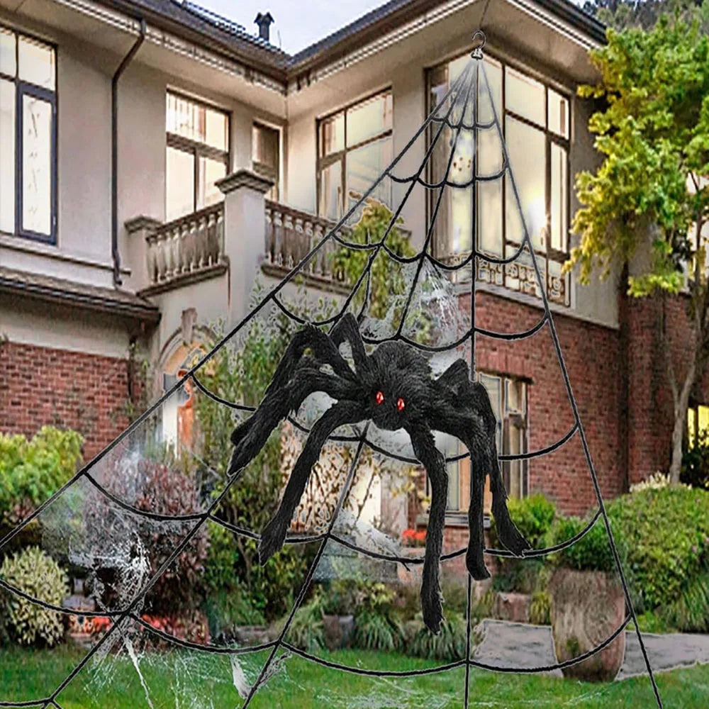 Decoración de telaraña Creston: fibra sintética esponjosa, triángulo de 5 m para uso en interiores y exteriores de Halloween