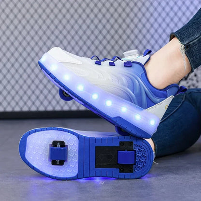 Kids Light-Up Roller Skate Shoes with USB Rechargeable LED Wheels | Rolling Sneakers for Boys & Girls | Outdoor Recreation & Active Play