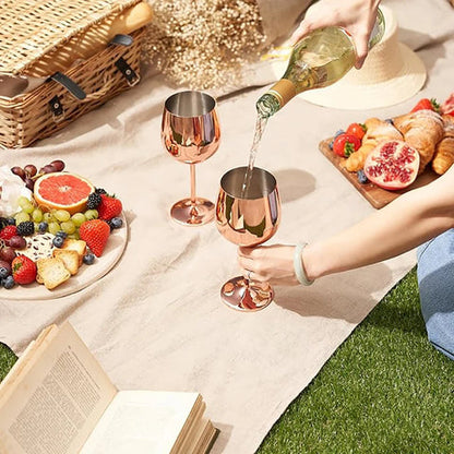 Juego de 6 copas de vino de acero inoxidable elegante Ortekor con enfriamiento mejorado | Diseño duradero para un disfrute atemporal