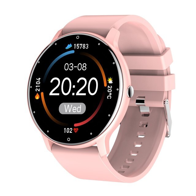 Reloj inteligente de fitness ultra delgado con monitor de frecuencia cardíaca, seguimiento del sueño y resistencia al agua IP67 para iPhone y Android – Pantalla táctil completa