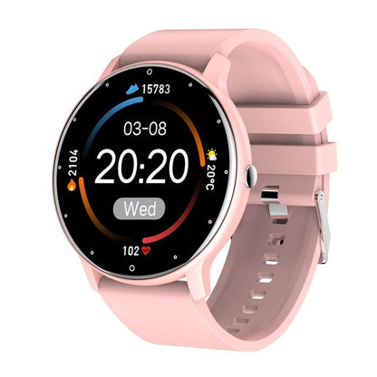 Reloj inteligente de fitness ultra delgado con monitor de frecuencia cardíaca, seguimiento del sueño y resistencia al agua IP67 para iPhone y Android – Pantalla táctil completa