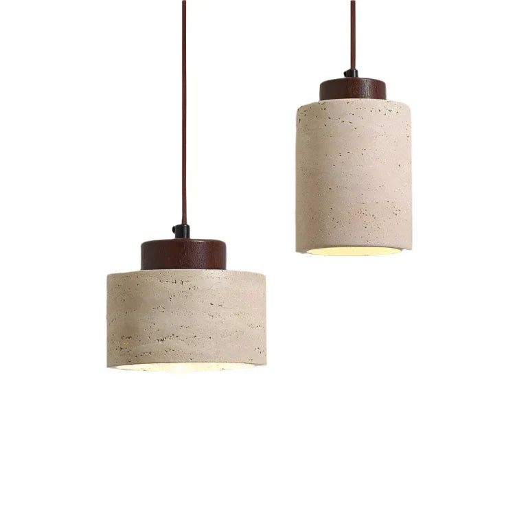 Natural Stone Hanging Lamp 6.5 Inch Travertine Shade Soft Warm Glow Overhead Fixture Bedroom Bedside Accent Nordic Minimalist Design