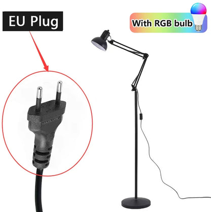 Adjustable Metal Task Floor Lamp with Rotating Head for Reading & Home Office | E27 Socket | Black Finish