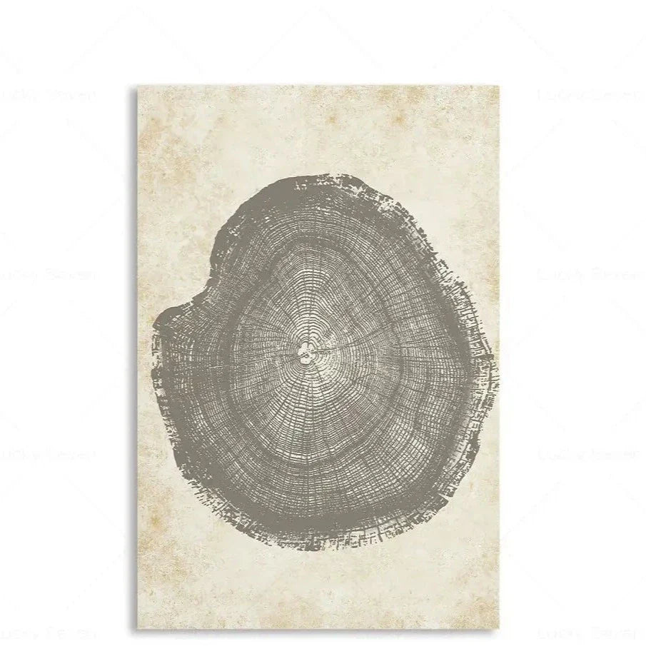 Botanical Growth Pattern Wall Art Canvas for Living Room, Bedroom & Office Décor | Natural Wood Grain Inspired Print