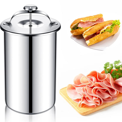 Meat Press Mold and Cooker with Kitchen Thermometer in Stainless Steel
